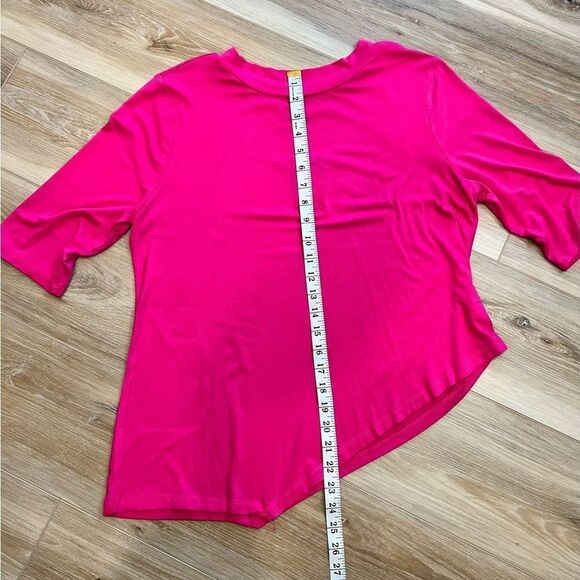 ELOQUII Asymmetrical Hem Elbow Sleeve Tee Pink Size 14/16 - Picture 8 of 8